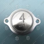 Кнопка вызова/приказа, KONE, AVDBUT, 4 этаж, круглая, серебристая поверхность, белая подсветка, нержавеющая сталь, с крепёжными отверстиями и шрифтом Брайля