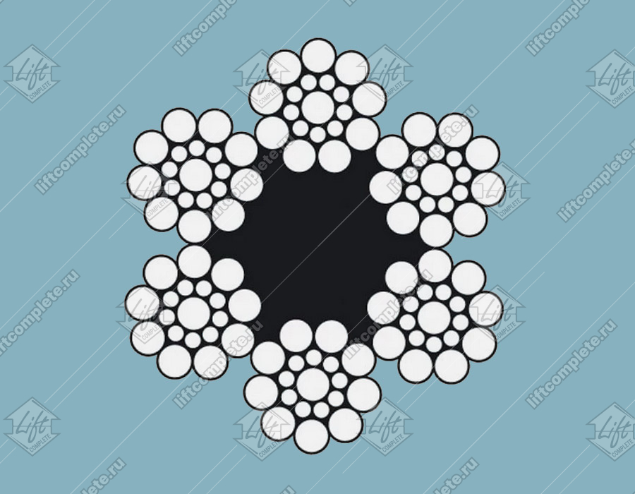 Канат стальной, ГОСТ 3077-80, d - 11,5 мм, 6х19+1о.с., 72,4кН