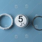 Кнопка вызова/приказа, VEGA Venus, 5 этаж, с кодом Брайля, красная подсветка (разъем MLK)