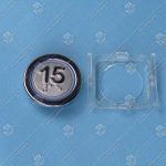 Кнопка вызова/приказа, KLEEMANN, 15 этаж FMR BS, синяя подсветка, с кодом Брайля