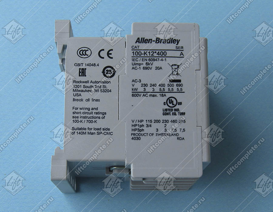 Контактор, ALLEN BRADLEY, 100-K12KF400, 4NO, 230V, 12А