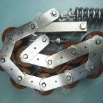 Прижимная роликовая цепь поручня эскалатора, OTIS 506 NCE, 10 роликов, шаг - 70 мм, с пружиной и кронштейном